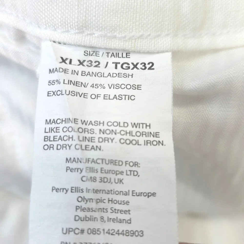 Cubavera Linen Blend Drawstring Pants White Men XL 32 Coastal Resort Nautical